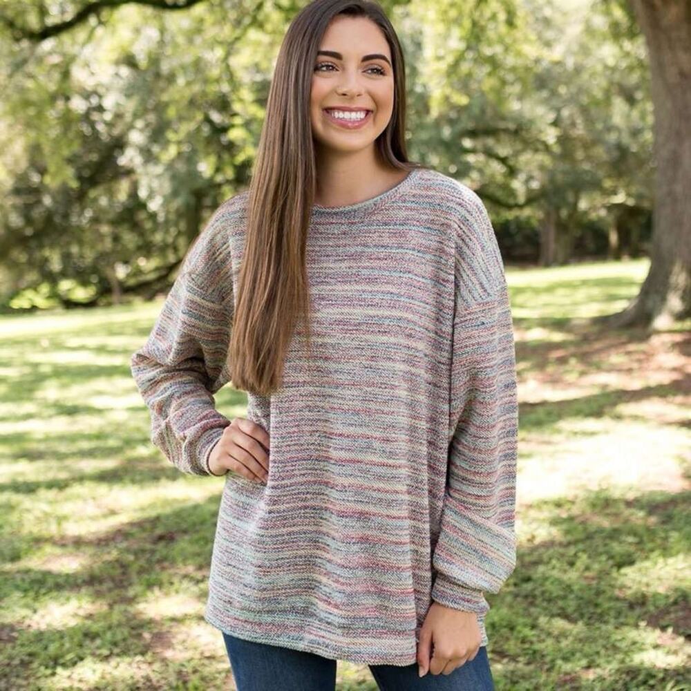 Southern Marsh Rainbow Sunday Morning Sweater Sz XS Preppy Teen